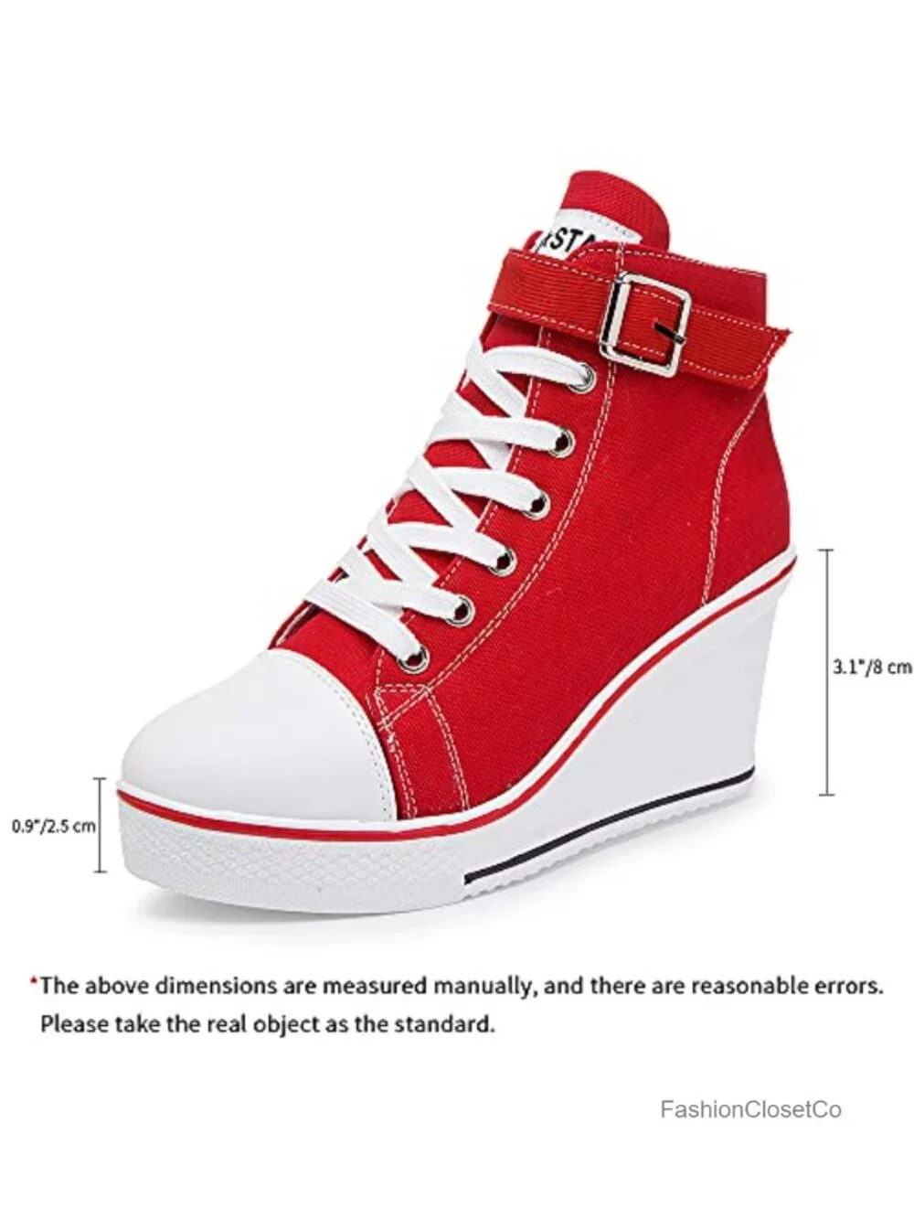 Women's Canvas High-Heeled Platform Wedge Sneakers, Lace-Up, Breathable, Rubber